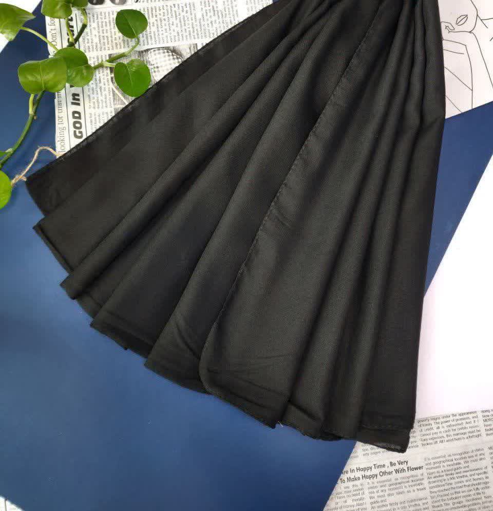 شال مشکی سوپر نخ 75*200بسیار بسیار لطیف مشکی زاغ