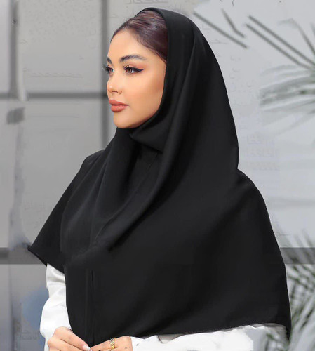 مقنعه کرپ ابعاد ۹۰ اداری مشکی زاغ